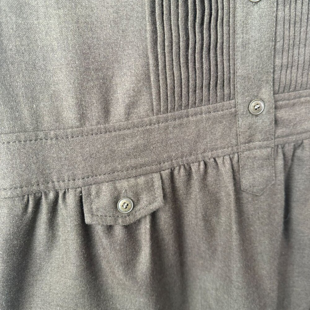J.Crew Womens Holiday 100% Wool Drop Waist Shirt Dress Khaki Green Size 6 - Picture 11 of 12